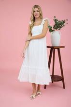 Load image into Gallery viewer, RUFFLE DETAIL EMPIRE WAIST SLEEVELESS MIDI DRESS