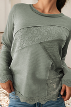 Load image into Gallery viewer, LDC Casual Solid Round Neck Patchwork Top