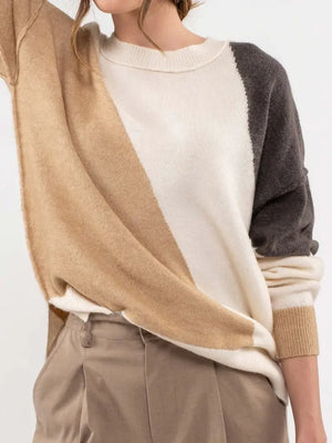 Diagonal Colorblock Knit Sweater
