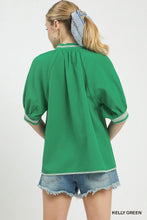 Load image into Gallery viewer, Textured Jacquard Contrast Trim Top