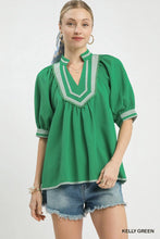 Load image into Gallery viewer, Textured Jacquard Contrast Trim Top