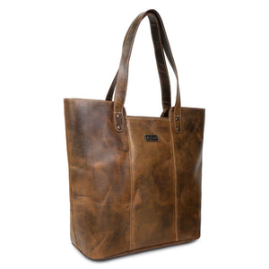 Rustic Leather Women's Tote Bag - Dark Brown
