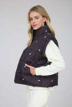 Load image into Gallery viewer, POLKA DOT BOW PATTERN ZIP-UP PUFFER VEST