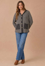 Load image into Gallery viewer, Plus Round Neck Striped Button Down Hoodie Top