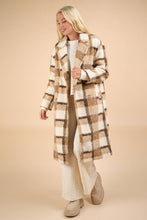 Load image into Gallery viewer, PLUS SIZE Plaid Soft Fuzzy Button Down Long Coat