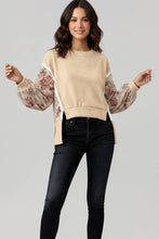 Load image into Gallery viewer, PLUS FLORAL LONG SLEEVE SLITS PULLOVER TOP