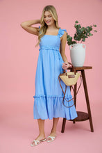 Load image into Gallery viewer, RUFFLE DETAIL EMPIRE WAIST SLEEVELESS MIDI DRESS