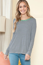 Load image into Gallery viewer, Navy STRIPE WITH SOLID NECK BAND TOP SPECIAL