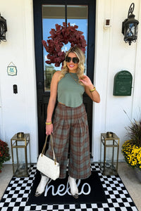 CAYLA CROP PLAID PANTS