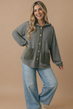 Load image into Gallery viewer, Plus Round Neck Striped Button Down Hoodie Top