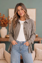 Load image into Gallery viewer, TAUPE HEATHERED BUTTON DOWN SHACKET