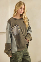 Load image into Gallery viewer, Mixed Media Patchwork Pocket Pullover