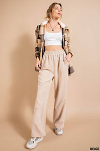 SOFT CORDUROY WIDE LEG ELASTIC WAIST BAND