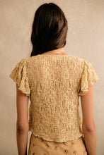 Load image into Gallery viewer, Textured Ruffle V Neck Short Sleeve Top