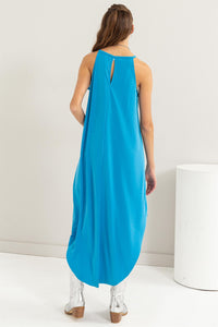 Halter Neck Asymmetrical Midi Dress