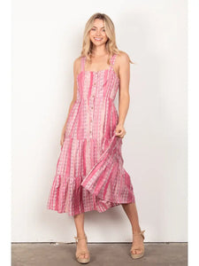 Plus Size Button Down Printed Summer Midi Dress