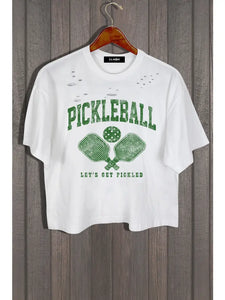 Die Cut Let's Get Pickled Pickleball Graphic Crop Tee