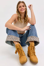 Load image into Gallery viewer, Mid Rise Wide Leg with Leopard Cuff