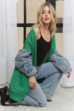 Load image into Gallery viewer, PLUS FRAYED DENIM SLEEVE CARDIGAN