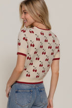 Load image into Gallery viewer, Short Slv Cherry Pattern Sweater