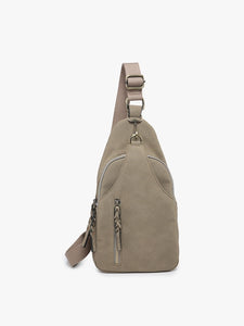 Nikki Faux Suede Dual Compartment Sling Pack Bag