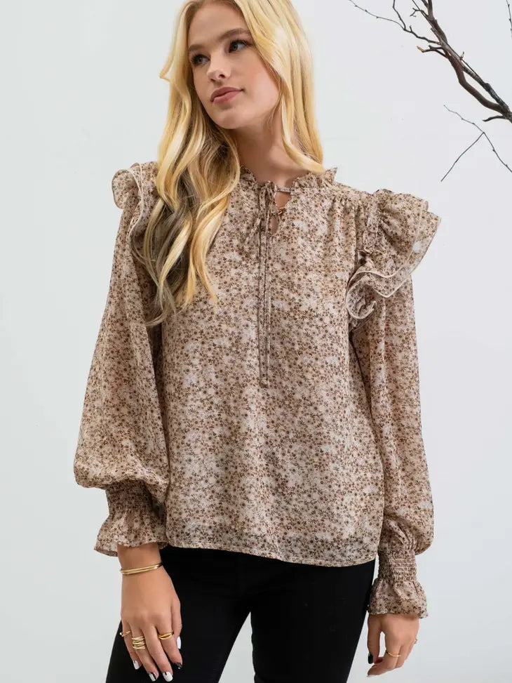 Double Mini Ruffle Long Sleeve Top