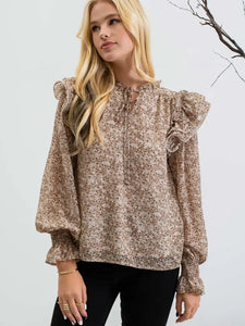 Double Mini Ruffle Long Sleeve Top