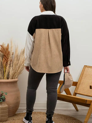 Colorblock Drop Shoulder Shacket