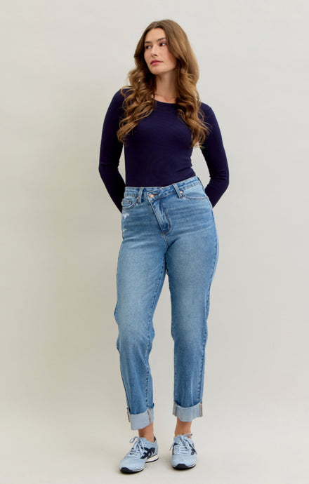 HW BF Criss-Cross Mild Destroy Single Cuff-Judy Blue