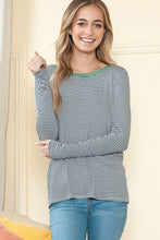 Load image into Gallery viewer, Navy STRIPE WITH SOLID NECK BAND TOP SPECIAL