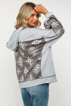 Load image into Gallery viewer, PLUS TWO TONE HACCI FLORAL KNIT TOP WITH HOODIE