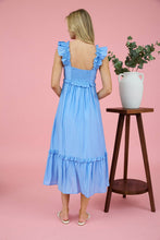 Load image into Gallery viewer, RUFFLE DETAIL EMPIRE WAIST SLEEVELESS MIDI DRESS