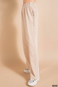 SOFT CORDUROY WIDE LEG ELASTIC WAIST BAND