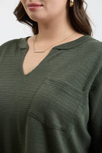 Load image into Gallery viewer, PLUS SOLID PATCHWORK SPLIT NECK KNIT TOP