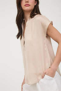 DROP SHOULDER BUTTON FRONT BLOUSE
