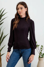 Load image into Gallery viewer, Mock Neck Long Sleeve Back Button Knit Top