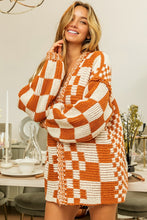 Load image into Gallery viewer, MIXED CHECK PATTERN LOOSE FIT CHUNKY CARDIGAN