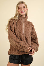 Load image into Gallery viewer, Fuzzy Fleece Cozy Cable Pattern Henley Top