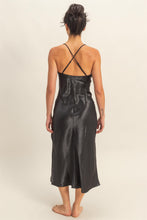 Load image into Gallery viewer, Crazy Love Satin Cowl Neck Midi Dress