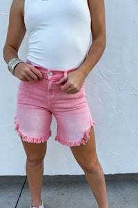 PRETTY-N-PINK FRAYED HEM SHORTS