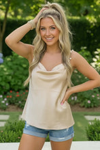 Load image into Gallery viewer, Cream Satin Woven Beaded Strap Tank