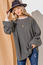 Load image into Gallery viewer, Oversized Stripe Top with Balloon Sleeve