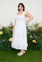 Load image into Gallery viewer, PLUS RUFFLE DETAIL EMPIRE WAIST MIDI DRESS