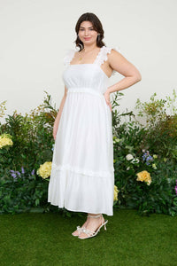 PLUS RUFFLE DETAIL EMPIRE WAIST MIDI DRESS