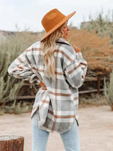 Load image into Gallery viewer, Khaki Plaid Button Flannel Shirt Jacket