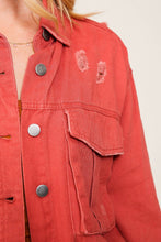 Load image into Gallery viewer, Distressed Oversized Denim Jacket