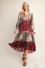 Load image into Gallery viewer, Mixed Print Midi Dress