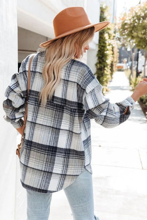 Women Plaid Pattern Button Down Shirt