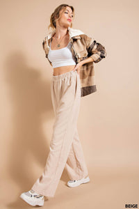 SOFT CORDUROY WIDE LEG ELASTIC WAIST BAND