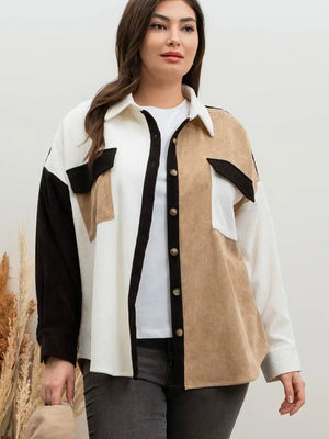 Colorblock Drop Shoulder Shacket